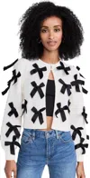 ALICE AND OLIVIA KITTY BOW CARDIGAN SOFT WHITE/BLACK