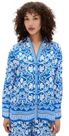 Alice And Olivia Kiva Oversized Pajama Shirt Soiree True Blue In Blue