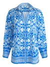 Alice And Olivia Kiva Oversized Pajama Shirt Soiree True Blue