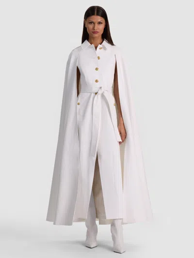 Alice And Olivia Kohler Maxi Trench Cape In White