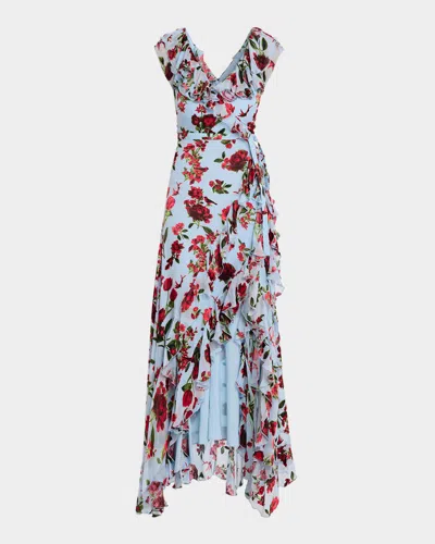 Alice And Olivia Kristen Floral-print Ruffled Maxi Dress In Multi