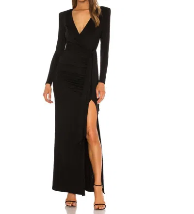 Alice And Olivia Kyra Plunging Draped Maxi Dress In Black