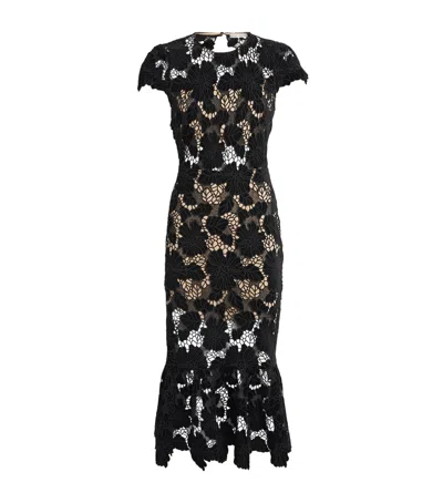 Alice And Olivia Lace Clover Midi Dress In Black