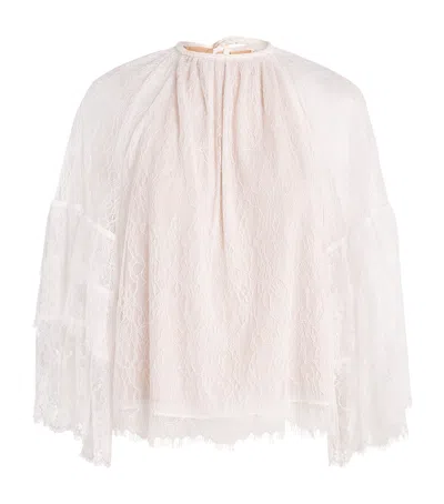 Alice And Olivia Lace Delia Top In White