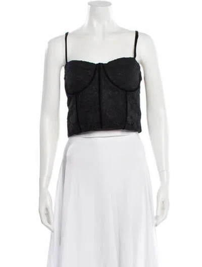 Pre-owned Alice And Olivia Lace Lace Pattern Crop Top In Black