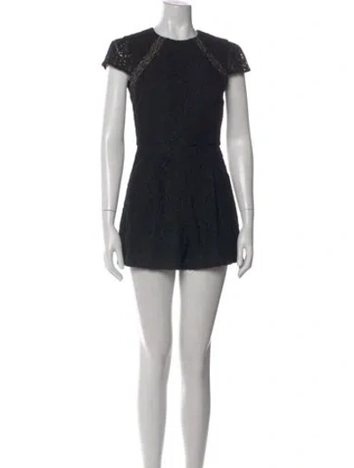 Pre-owned Alice And Olivia Lace Lace Pattern Romper In Black