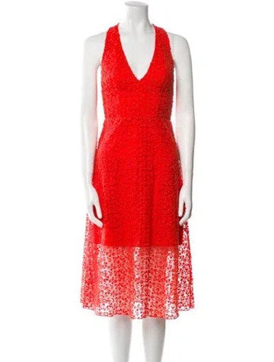 Pre-owned Alice And Olivia Lace Midi Length Dress In Red