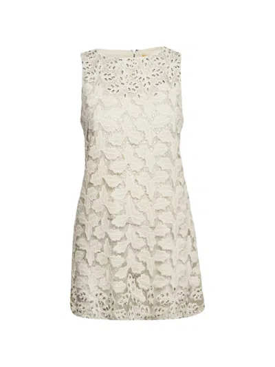 Pre-owned Alice And Olivia Lace-overlay Mini Dress In White