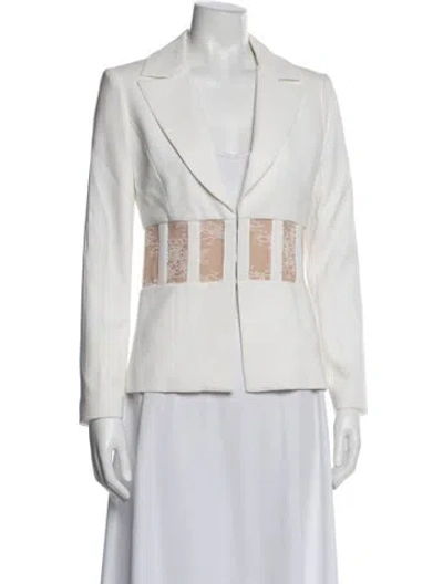 Pre-owned Alice And Olivia Lace Pattern Blazer In White