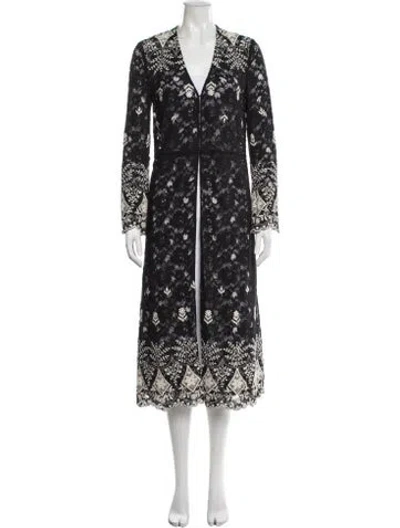 Pre-owned Alice And Olivia Lace Pattern Coat In Black