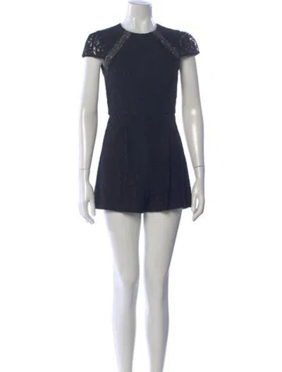 Pre-owned Alice And Olivia Lace Pattern Crew Neck Jumpsuit In Blue