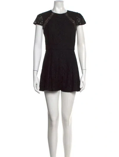 Pre-owned Alice And Olivia Lace Pattern Crew Neck Romper In Black