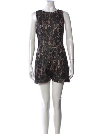 Pre-owned Alice And Olivia Lace Pattern Crew Neck Romper In Black