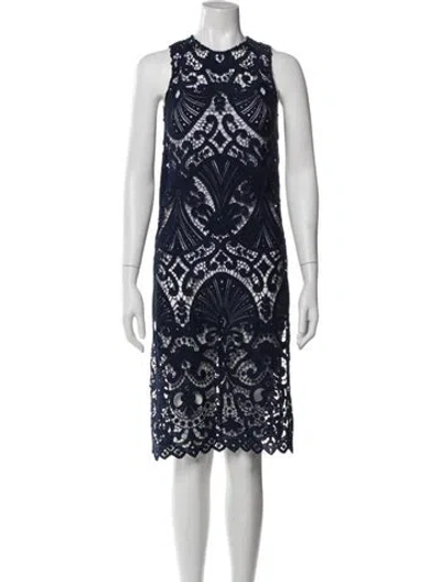 Pre-owned Alice And Olivia Lace Pattern Crew Neck Sweater In Blue