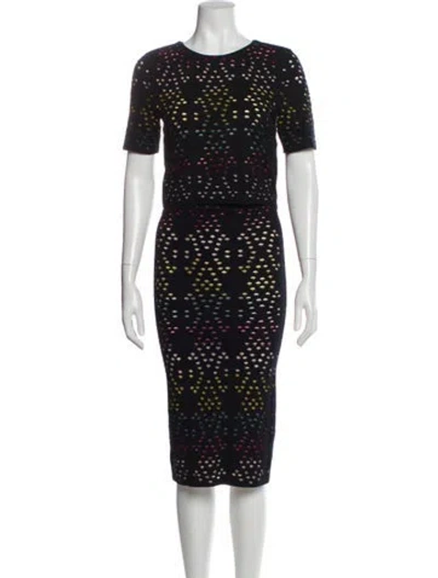 Pre-owned Alice And Olivia Lace Pattern Eyelet Trim Skirt Set In Blue