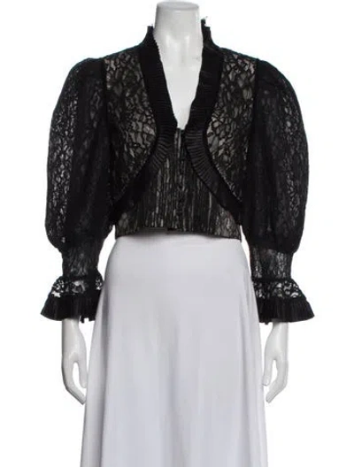 Pre-owned Alice And Olivia Lace Pattern Jacket In Black