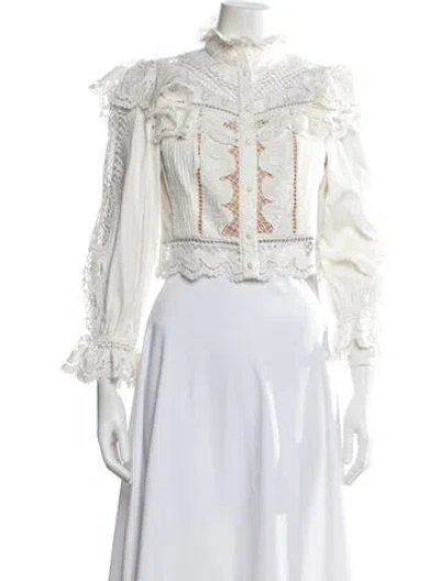 Pre-owned Alice And Olivia Lace Pattern Jacket In White