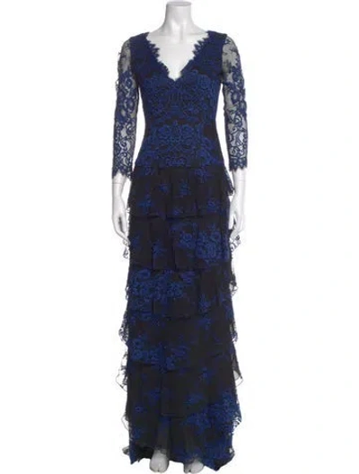 Pre-owned Alice And Olivia Lace Pattern Long Dress In Multi