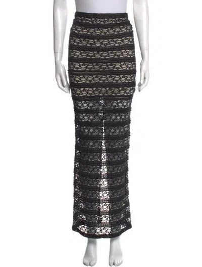 Pre-owned Alice And Olivia Lace Pattern Long Skirt In Black
