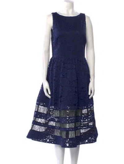Pre-owned Alice And Olivia Lace Pattern Midi Length Dress In Blue