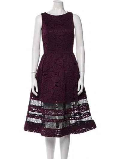 Pre-owned Alice And Olivia Lace Pattern Midi Length Dress In Purple