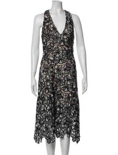 Pre-owned Alice And Olivia Lace Pattern Midi Length Dress W/ Tags In Black