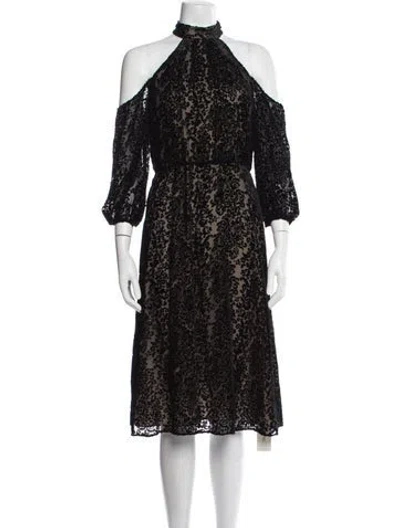 Pre-owned Alice And Olivia Lace Pattern Midi Length Dress W/ Tags In Black