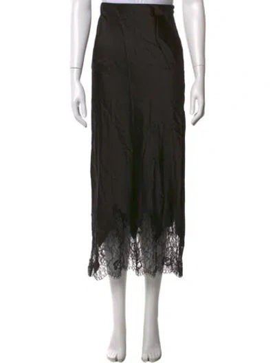 Pre-owned Alice And Olivia Lace Pattern Midi Length Skirt In Black