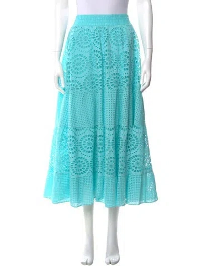 Pre-owned Alice And Olivia Lace Pattern Midi Length Skirt In Blue
