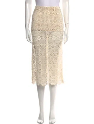 Pre-owned Alice And Olivia Lace Pattern Midi Length Skirt In Neutral