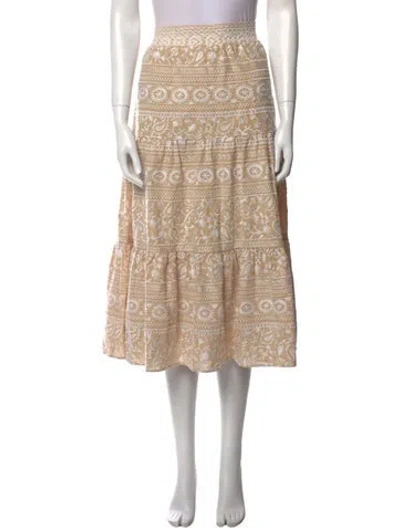 Pre-owned Alice And Olivia Lace Pattern Midi Length Skirt In Neutral