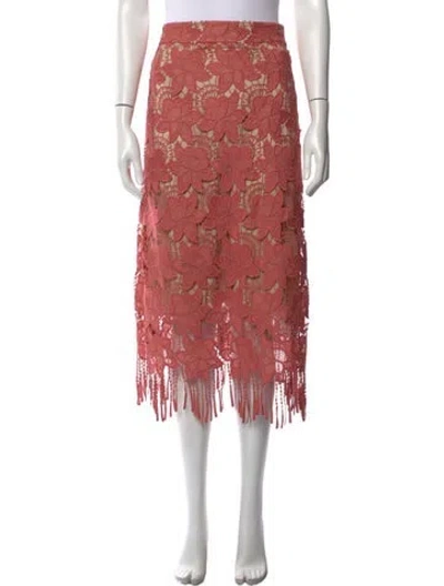 Pre-owned Alice And Olivia Lace Pattern Midi Length Skirt In Neutral