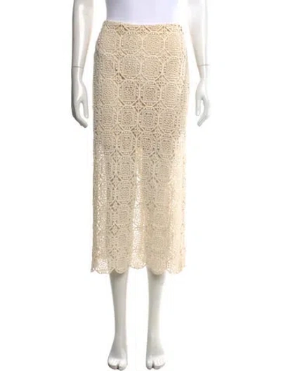 Pre-owned Alice And Olivia Lace Pattern Midi Length Skirt In Neutral