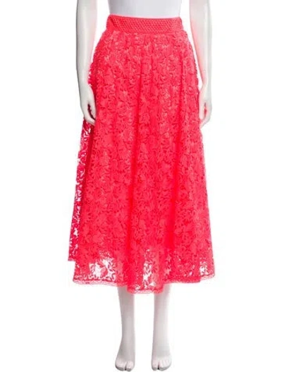 Pre-owned Alice And Olivia Lace Pattern Midi Length Skirt In Orange
