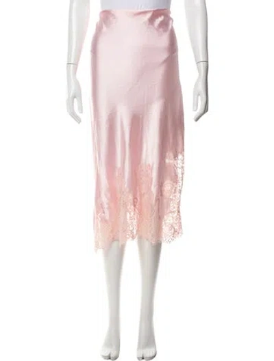 Pre-owned Alice And Olivia Lace Pattern Midi Length Skirt In Pink