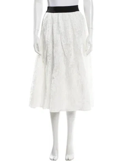 Pre-owned Alice And Olivia Lace Pattern Midi Length Skirt In White