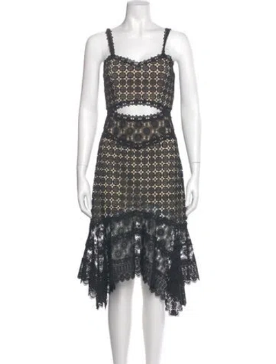 Pre-owned Alice And Olivia Lace Pattern Mini Dress In Black
