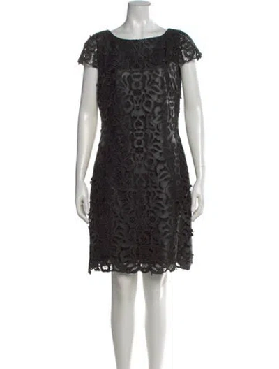 Pre-owned Alice And Olivia Lace Pattern Mini Dress In Black