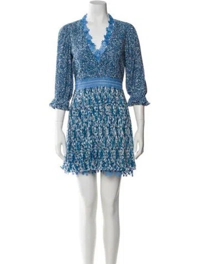 Pre-owned Alice And Olivia Lace Pattern Mini Dress In Blue
