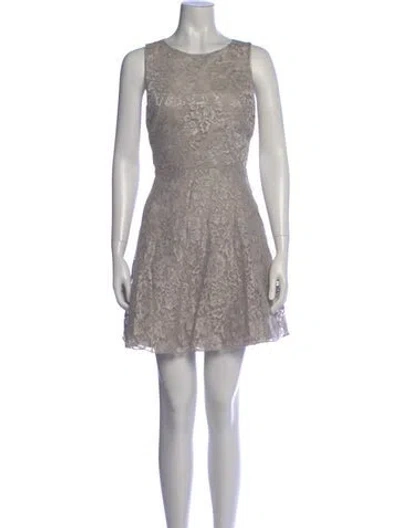 Pre-owned Alice And Olivia Lace Pattern Mini Dress In Gray