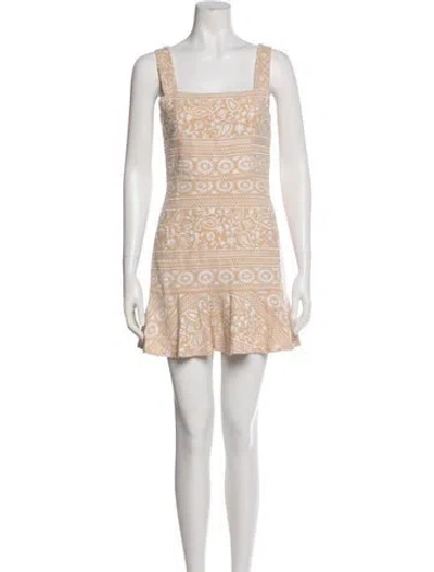 Pre-owned Alice And Olivia Lace Pattern Mini Dress In Neutral