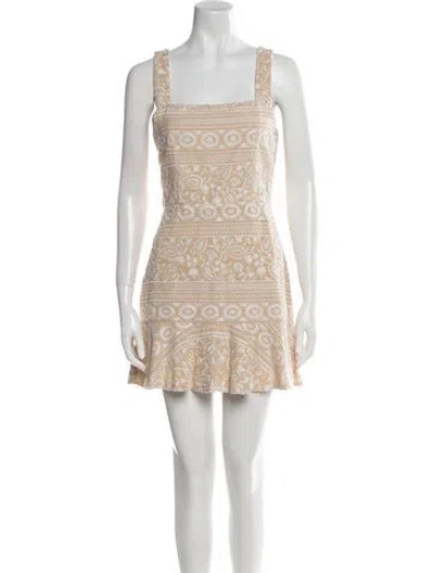 Pre-owned Alice And Olivia Lace Pattern Mini Dress In Neutral