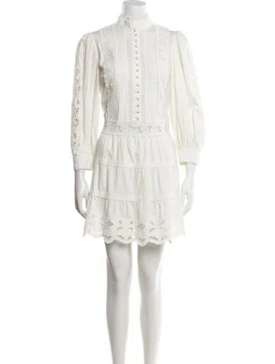 Pre-owned Alice And Olivia Lace Pattern Mini Dress In Neutral