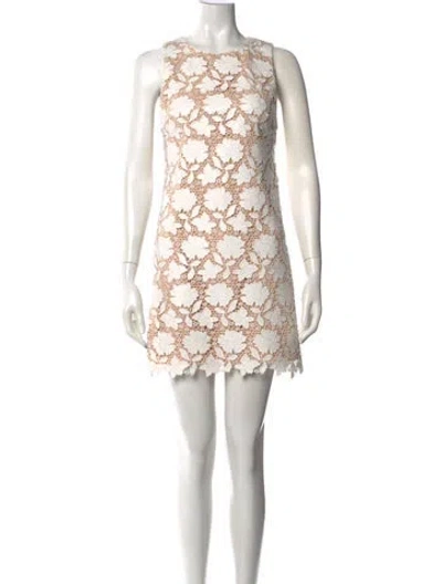 Pre-owned Alice And Olivia Lace Pattern Mini Dress In Neutrals/white
