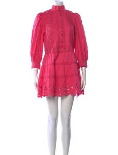 Pre-owned Alice And Olivia Lace Pattern Mini Dress In Pink