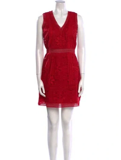 Pre-owned Alice And Olivia Lace Pattern Mini Dress In Red