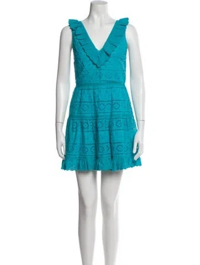 Pre-owned Alice And Olivia Lace Pattern Mini Dress W/ Tags In Blue