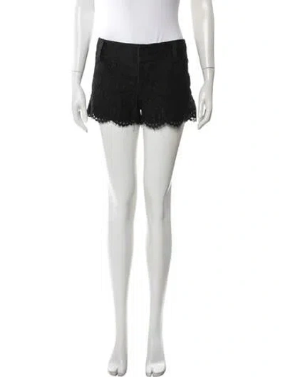 Pre-owned Alice And Olivia Lace Pattern Mini Shorts In Black