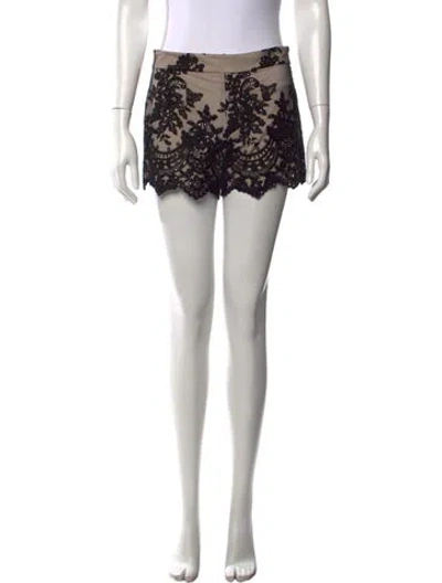 Pre-owned Alice And Olivia Lace Pattern Mini Shorts In Black