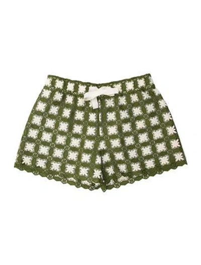 Pre-owned Alice And Olivia Lace Pattern Mini Shorts In Green